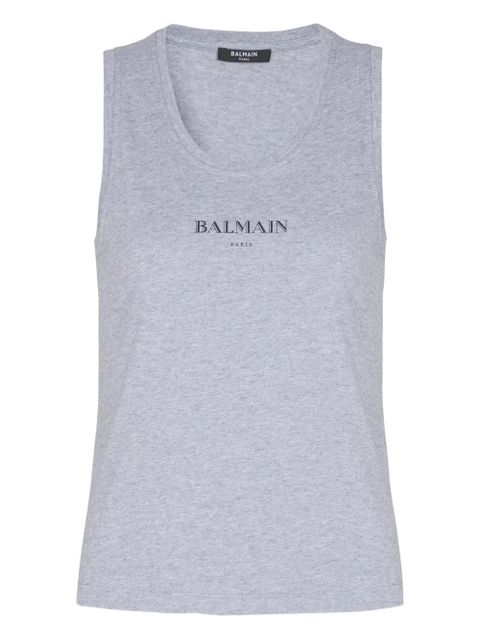 Balmain logo-print cotton top - Grey - zdjęcie produktu nr 1
