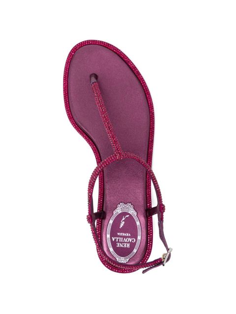 René Caovilla DIANA BURGUNDY SANDAL WITH CRYSTALS 10 - Red
