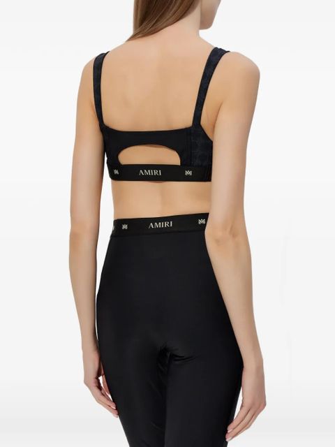 AMIRI ruched logo-band top - Black