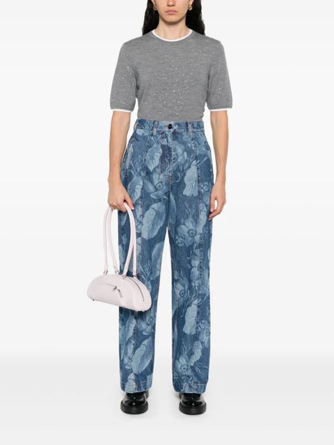 Maje rhinestone-embellished T-shirt - Grey