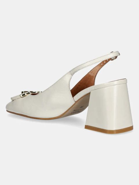 Jonak czółenka skórzane DOUBLE kolor beżowy na słupku 3400188