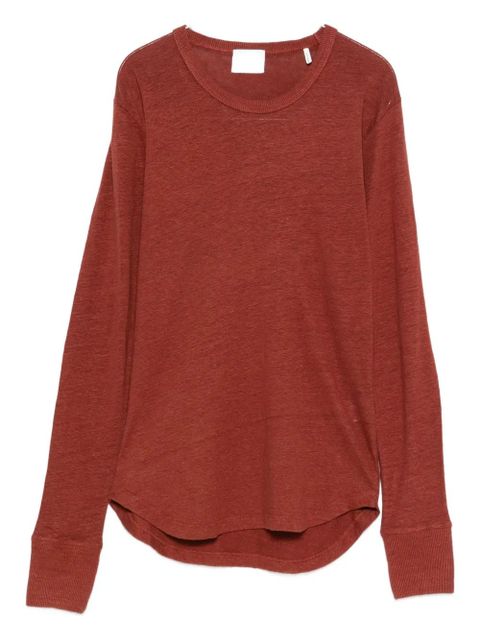 MARANT ÉTOILE long-sleeve linen t-shirt - Brown