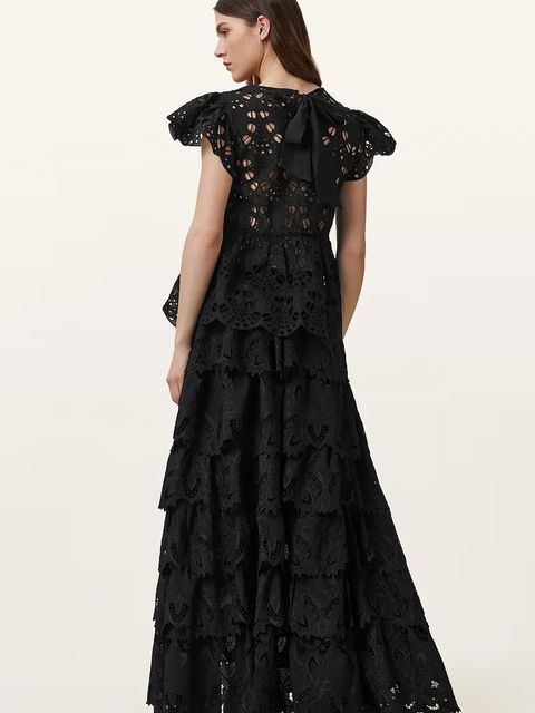 AllSaints spódnica CAVARLY kolor czarny maxi rozkloszowana W096RC