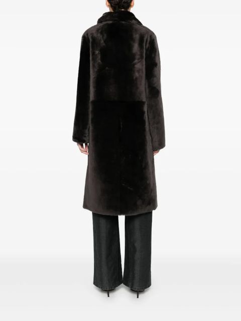 Yves Salomon notched-collar coat - Brown