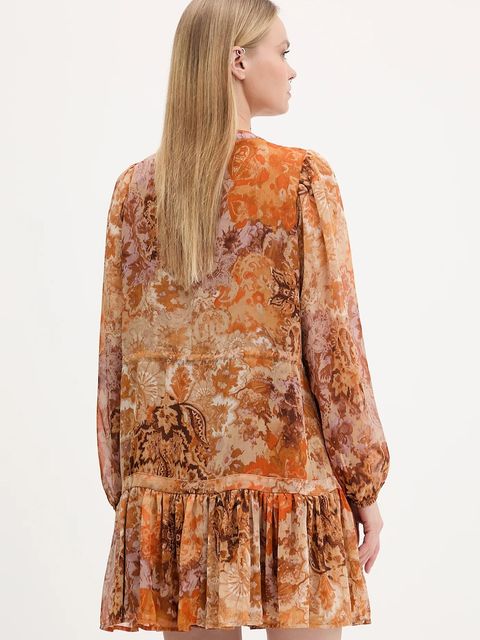 Desigual sukienka BOHOSHORT kolor pomarańczowy mini rozkloszowana 25WWVW18