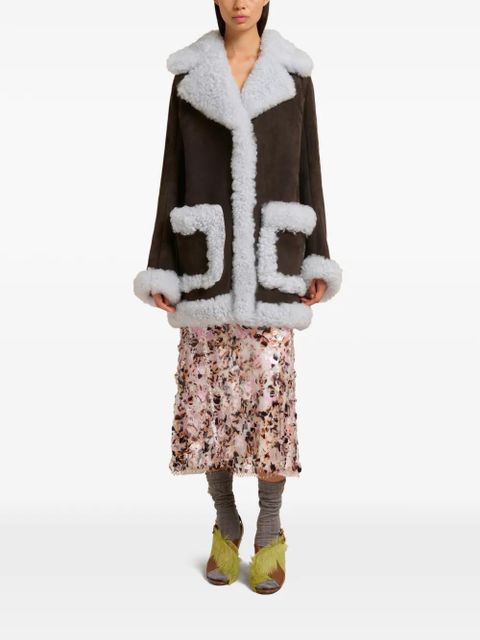 Marni logo-patch pocket leather jacket - Brown - zdjęcie produktu nr 2