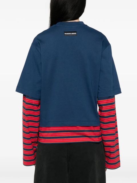 Marine Serre logo striped T-shirt - Blue
