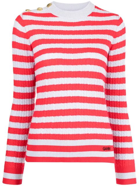 GANNI striped cable knit jumper - Red - zdjęcie produktu nr 1