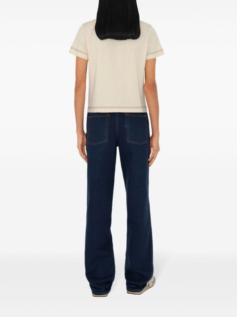 Burberry logo-embroidered cotton T-shirt - Neutrals