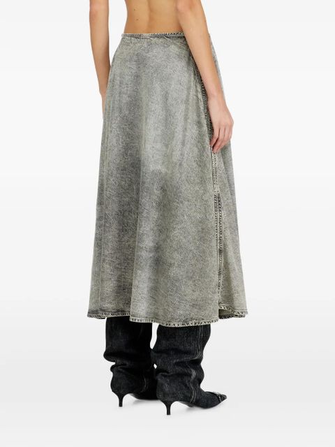 Diesel logo-plaque midi denim skirt - Grey