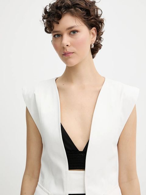 IRO kamizelka bawełniana kolor biały jednorzędowa WM07BESSY