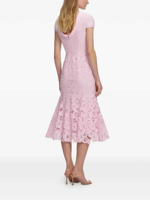 Self-Portrait floral lace midi dress - Pink