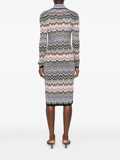 Missoni zig-zag high-neck midi dress - Brown