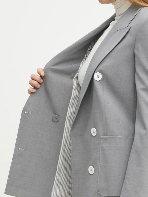 Luisa Spagnoli marynarka z domieszką wełny kolor szary dwurzędowa gładka 541870