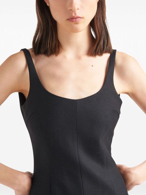 Prada enamel triangle-logo wool dress - Black