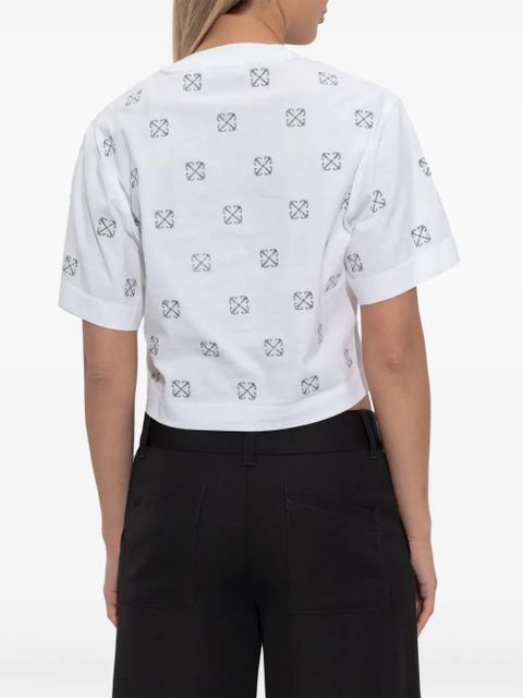 Off-White monogram-embroidered cropped t-shirt