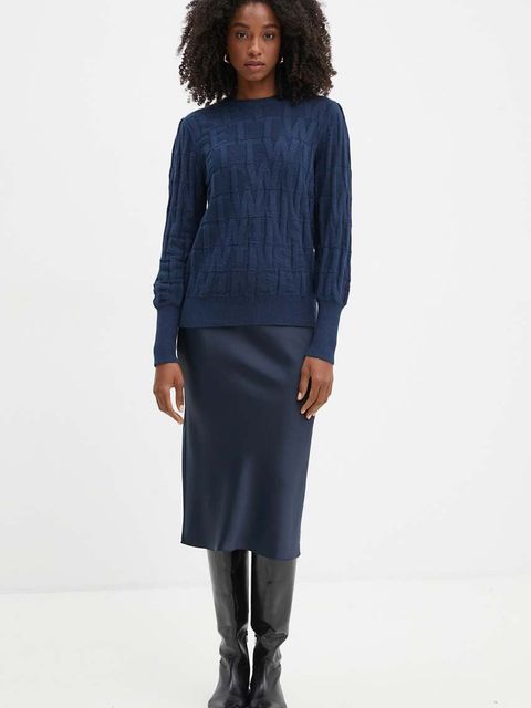 Twinset sweter z domieszką kaszmiru kolor granatowy 242TP3601