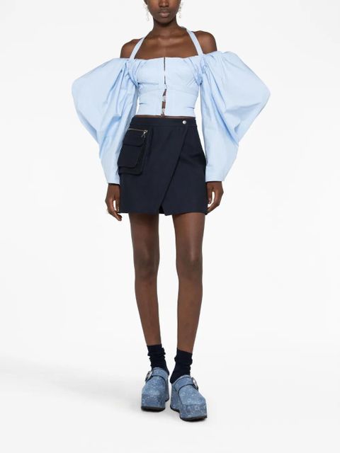 Jacquemus off-shoulder poplin blouse - Blue - zdjęcie produktu nr 2
