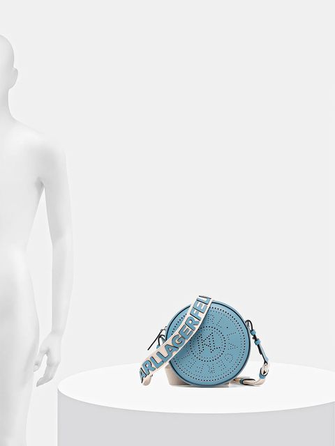 Karl Lagerfeld torebka skórzana K/CIRCLE kolor niebieski A3W30059