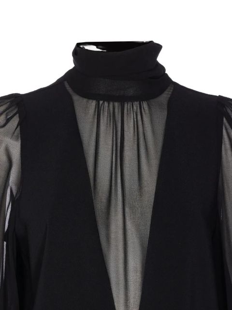 PINKO high-neck sheer-sleeve mini dress - Black - zdjęcie produktu nr 2