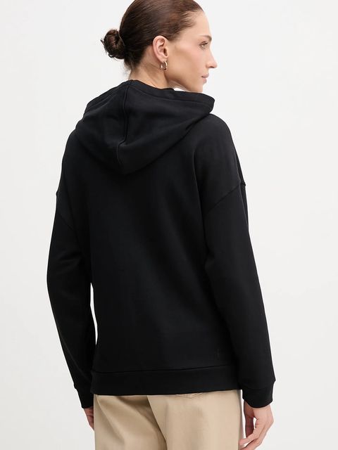 United Colors of Benetton bluza bawełniana damska kolor czarny z kapturem gładka 3UNID500R