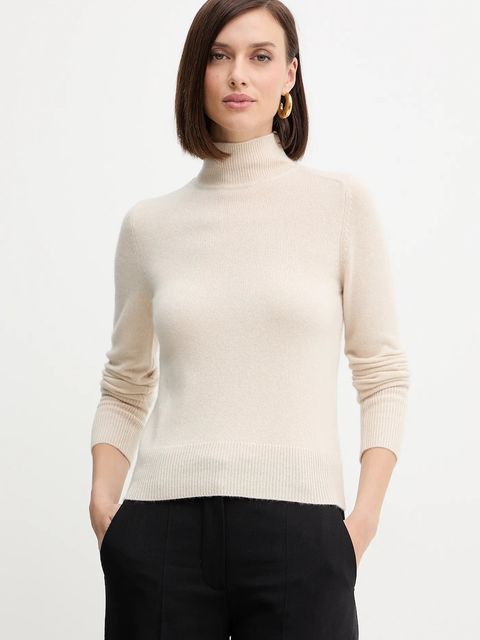 Marella sweter wełniany damski kolor beżowy z półgolfem 2523366254200 - zdjęcie produktu nr 1