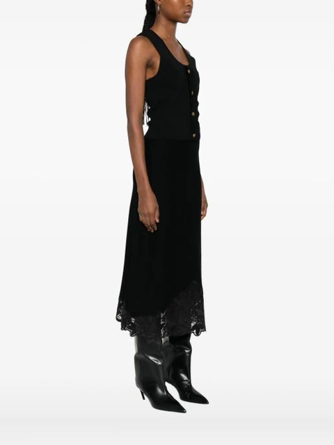 TWINSET scalloped-detail ribbed top - Black