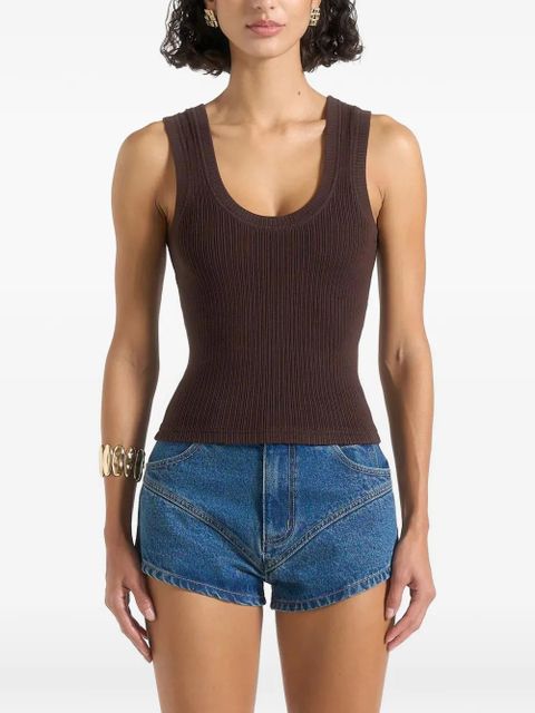 Manière De Voir Liane ribbed scoop-neck tank top - Brown