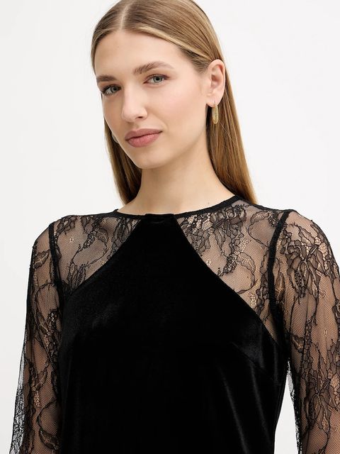 Liu Jo sukienka welurowa kolor czarny mini dopasowana MF5466 J4952