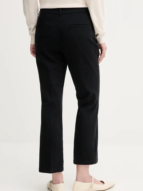 Sisley spodnie damskie kolor czarny proste medium waist