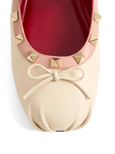 Valentino Garavani Mary-Jane Rockstud ballerinas in nappa 05mm - Neutrals