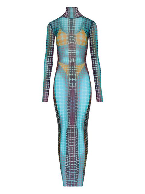 Jean Paul Gaultier long-sleeve dots maxi dress - Blue - zdjęcie produktu nr 1