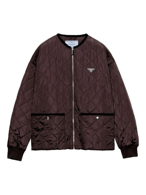 Prada triangle-logo quilted jacket - Brown - zdjęcie produktu nr 1