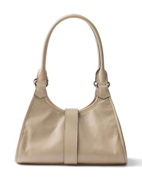 Prada small leather push-lock tote bag - Neutrals