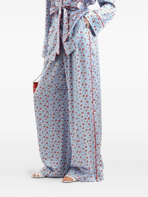 Dolce & Gabbana floral-print silk trousers - Blue