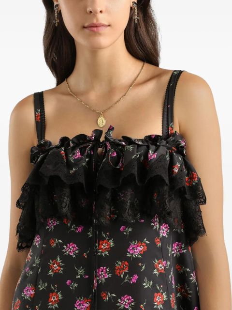 Dolce & Gabbana ruffled floral maxi dress - Black