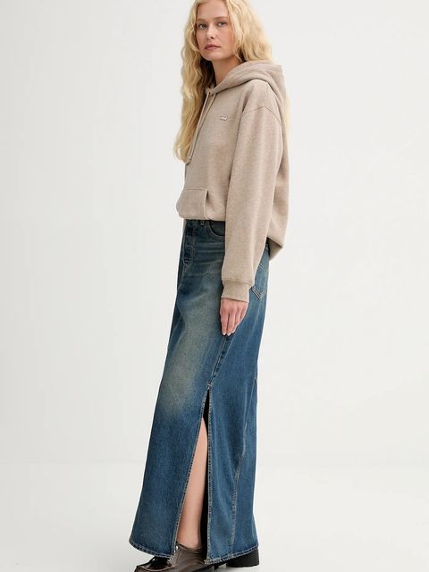 Levi's spódnica jeansowa kolor granatowy maxi prosta A8727