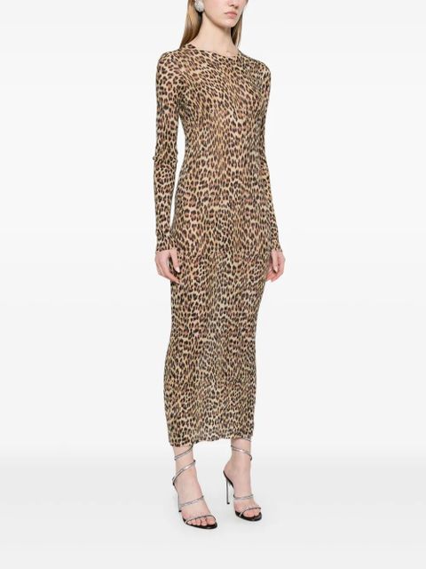 Blumarine leopard-print knit midi dress - Brown