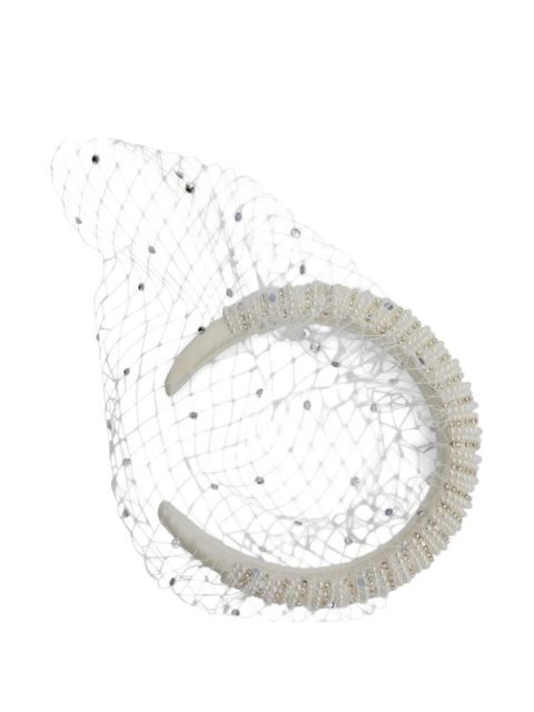 Self-Portrait crystal-embellished veil headband - White - zdjęcie produktu nr 2