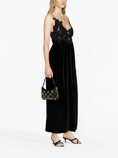 ZIMMERMANN floral-embellished velvet A-line dress - Black