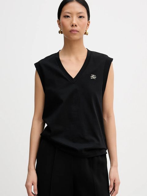 Karl Lagerfeld top bawełniany kolor czarny B1W17012 - zdjęcie produktu nr 1