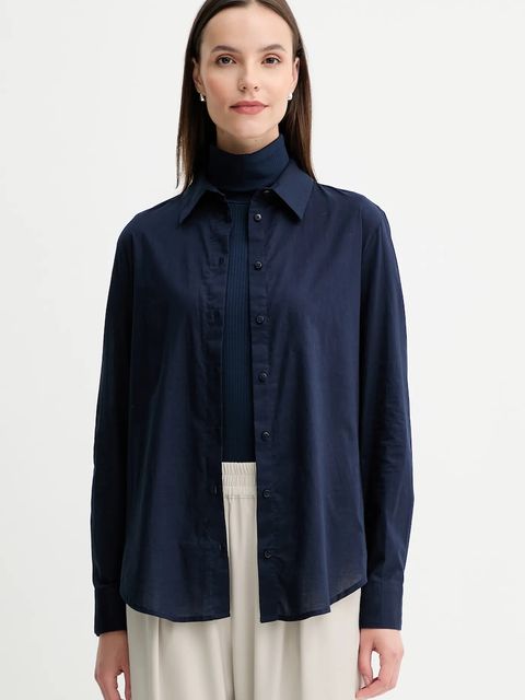 United Colors of Benetton koszula bawełniana damska kolor granatowy regular z kołnierzykiem klasycznym 5WPQDQ0AX - zdjęcie produktu nr 1