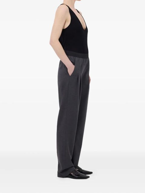 LouLou de Saison pleated elasticated-waist straight trousers - Grey