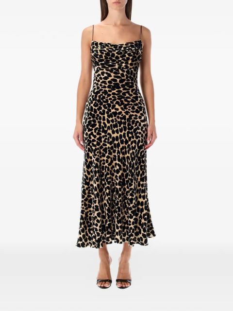 Balmain midi leopard-print velvet dress - Neutrals - zdjęcie produktu nr 1