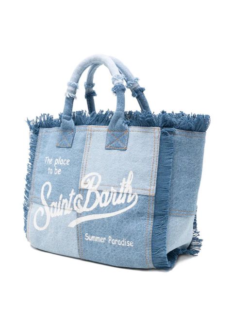MC2 Saint Barth Colette fringed patchwork tote bag - Blue