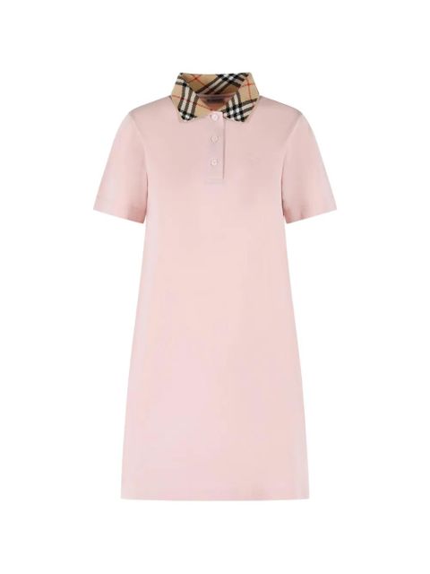 Burberry checked-collar embroidered polo dress - Pink - zdjęcie produktu nr 1