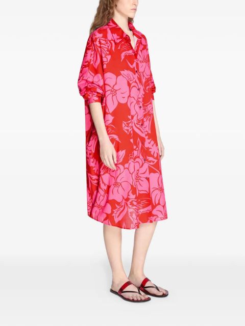 DRIES VAN NOTEN floral shirt midi dress - Red