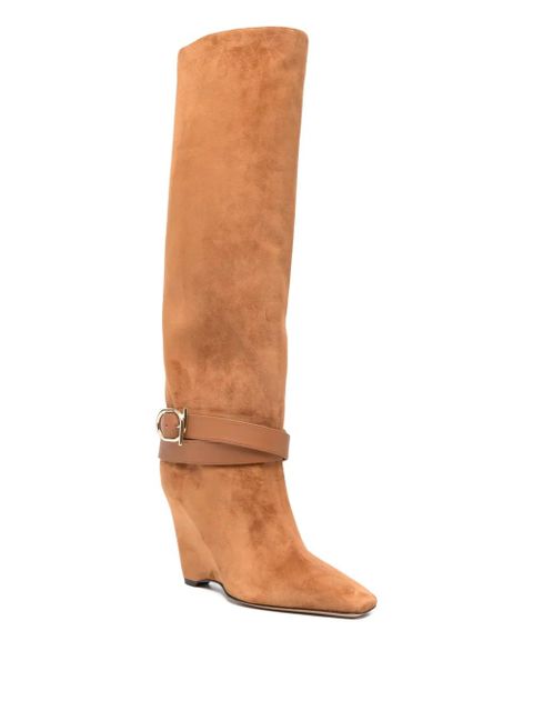 Ferragamo 90mm buckle-strap knee-high boots - Brown - zdjęcie produktu nr 2