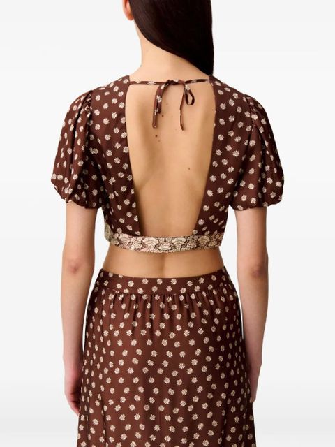 Claudie Pierlot floral print tie-fastening blouse - Brown