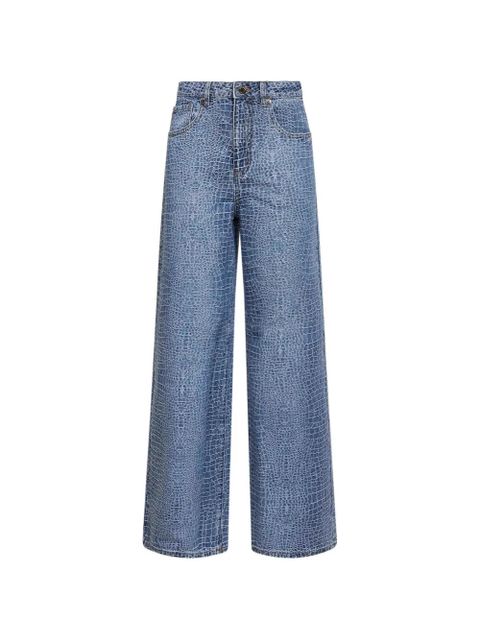 Self-Portrait croco-effect rhinestone jeans - Blue - zdjęcie produktu nr 1